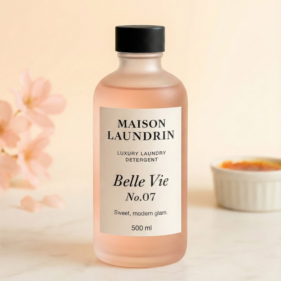 Belle Vie luxury scented laundry detergent bottle by Maison Laundrin