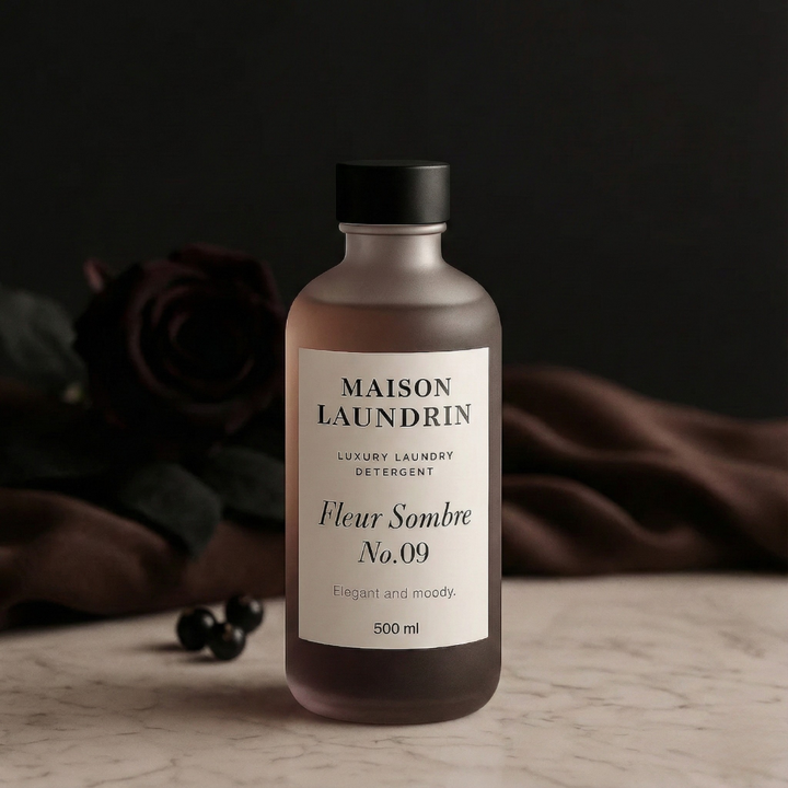 Fleur Sombre luxury scented laundry detergent bottle by Maison Laundrin