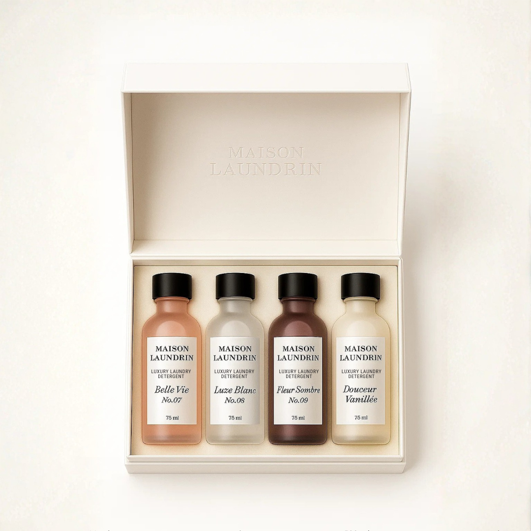 Maison Laundrin Discovery Set with four luxury scented laundry detergent samples